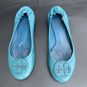 Tory Burch türkisblaue Leder Reva Ballerinas Größe 7 - Bild 1 von 11