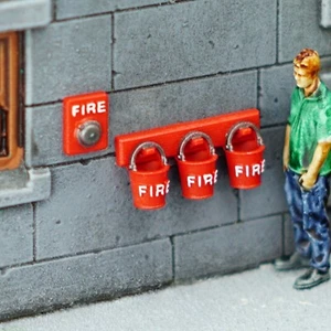 OO Gauge Fire Buckets - Model Railway Fire Bell - 1:76 Hornby Scale Scenery - Picture 1 of 10