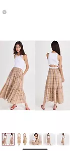 Tanya Taylor Womens White Multi Plaid Camilla Cutout Maxi A-Line Dress XS - Picture 1 of 13