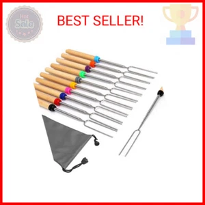 10 Pack Marshmallow Roasting Sticks 32 Inch Extendable Smore Skewers Hot Dog Roa - Picture 1 of 2