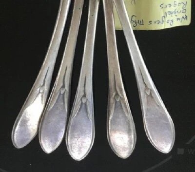 5  Spoons Original Wm Rogers Specialty Silverplate Cala Lily Art Deco  Nouveau - Image 1 of 2