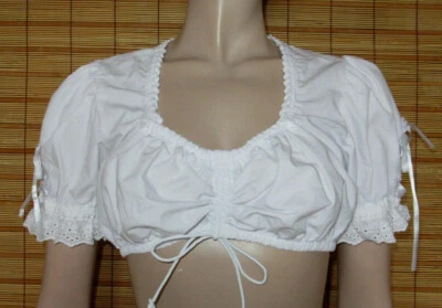 WEISSE DIRNDLBLUSE - TRACHTENBLUSE - SPITZE - COTTON/POL. - STOCKERPOINT - GR.40 - Bild 1 von 2