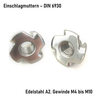 Einschlagmutter Edelstahl A2 Einschlagmuttern DIN 6930 - M4 bis M10 Holz Muttern - Bild 1 von 2