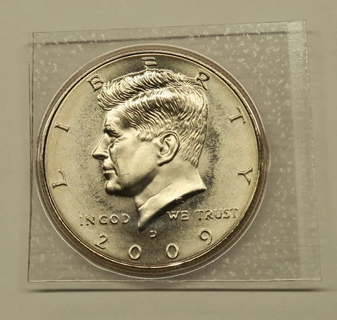2009 D Satin Finish Kennedy Half Dollar in Mint Wrap Cello, Free Shipping Cover