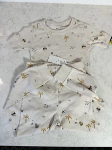 Petit Lem Kids Summer Short Sleeve  Organic  Cotton Fitted Pajama Set Size 5 NWT - Picture 1 of 9