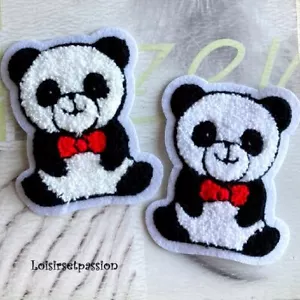 ÉCUSSON PATCH, OURSON PANDA, Éponge bouclette ** 7,5 x 9 cm ** Applique à coudre - Picture 1 of 3