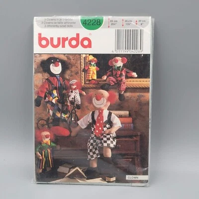 Vintage BURDA Sewing Craft Pattern 4228 Clown Dolls UNCUT - Image 1 of 4