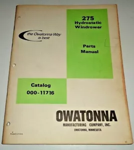 Owatonna OMC 275 Piezas de Windrower Hidrostático Catálogo Libro ¡ORIGINAL! - Imagen 1 de 3