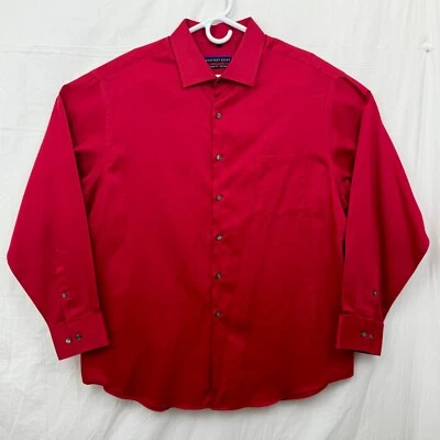 Camisa de vestir Geoffrey Beene calce clásico manga larga abotonada para hombre 18/34/35 roja Foto 1 de 4