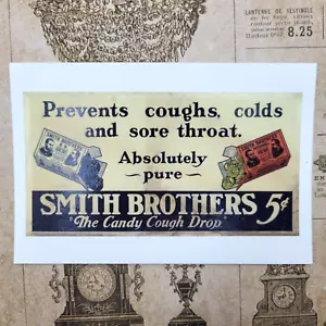 Smith Brothers The Candy Cough Drop 5 Cents 1920s Advertisement Repro Postcard - Picture 1 of 4