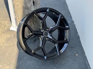 21" 21x9 ET26 Gloss Black Wheels For Audi Q5 Q7 Q8 SQ8 SUV 5x112 Rims Set of 4 - Picture 1 of 5