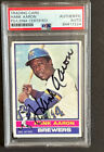 1976 Topps # 550 Hank Aaron signed On Card Gem Mint Huge Auto Last Card Brewers