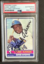 1976 Topps # 550 Hank Aaron signed On Card Gem Mint Huge Auto Last Card Brewers
