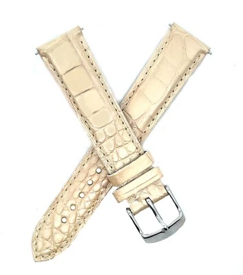Correa de reloj Michele de cuero de cocodrilo genuino beige de 18 mm para mujer Foto 1 de 3