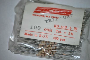 100 Ohm 1/2W 5% Carbon Film Resistor NOS 100R Qty(200) - Picture 1 of 1