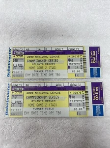 2000 National League Championship Series Atlanta Braves TwoTickets Game 2 - Picture 1 of 2