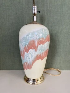 Vintage 80’s 90’s Ceramic Drip Glaze Single Lamp Pastels - Picture 1 of 8