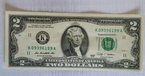  SELTENE 2 $ Dollar Scheine - Serie 2009 District K # K09396192A TO K09396199A S007 - Bild 1 von 6