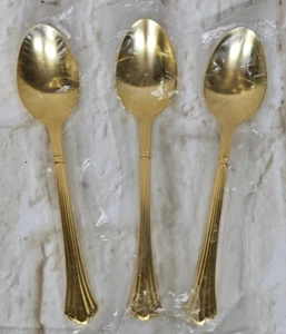 RETRONEU Gold Century Replacement Teaspoons Goldplated Korea Flatware Lot Of 3 - Picture 1 of 5