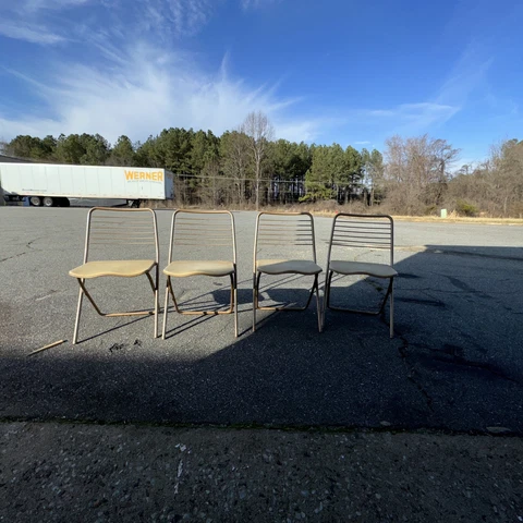 Vintage Set Of 4 Cosco Stylaire Metal Folding Chairs Cover
