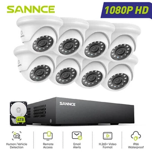 SANNCE 5IN1 8CH DVR 1080p Video CCTV Secuirty Camera System Outdoor AI Detection - Picture 1 of 20