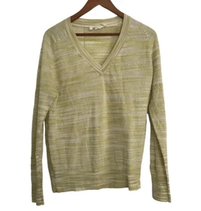 Anthropologie MOTH Womens Sweater Green Marled Pullover Stretch Knit V-Neck M - Picture 1 of 3