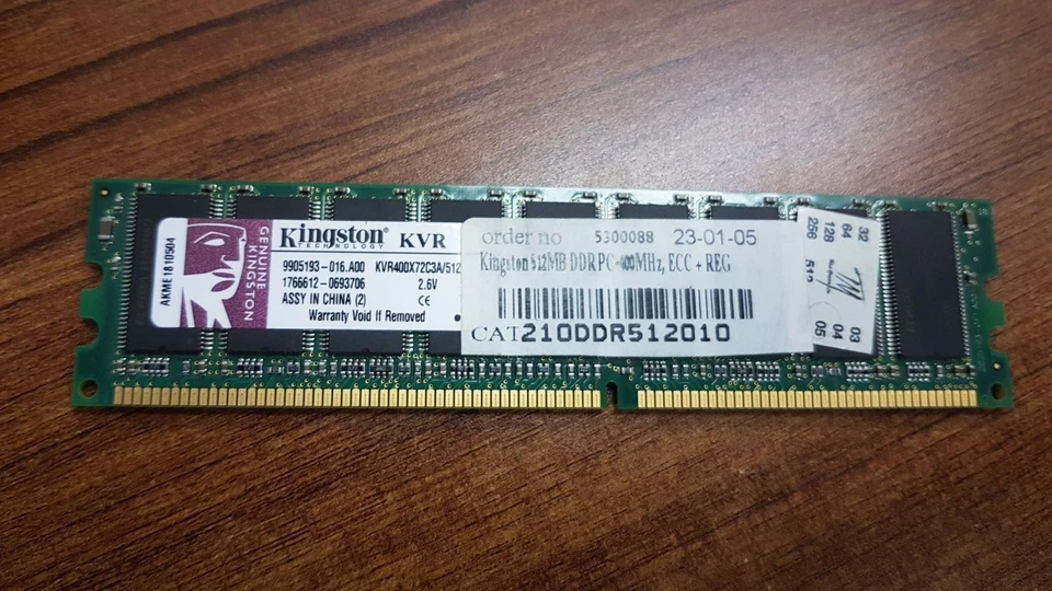 LOT OF 2 PCS. KINGSTON KVR400X72C3A/512 512MB 184-Pin DDR SDRAM - Image 1 of 1