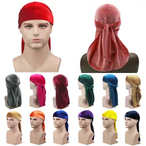 Women Men Unisex Velvet Durag Hat Cap Premium Designer Doo Rag Wave Biker Dance - Picture 1 of 23