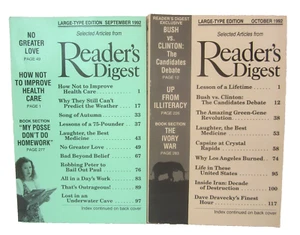 Reader's Digest Magazine Large Print Vintage September-October 1992 - Picture 1 of 7