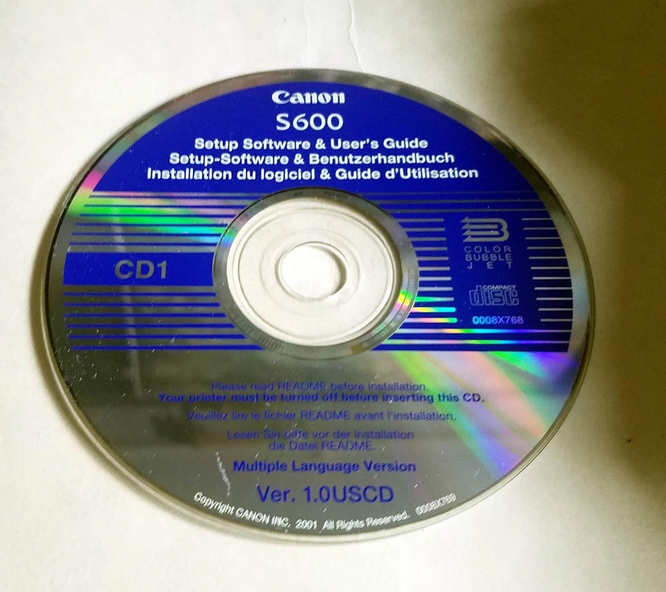 Canon S600 Printer Setup Software and User's Guide Ver. 1.0 - Image 1 of 1