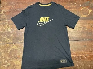 NIKE Black Metallic Gold Medal Star Podium Olympics T Shirt Medium - Picture 1 of 4