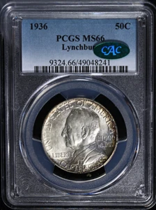 1936 50C Lynchburg Commemorative PCGS MS 66 CAC - Picture 1 of 4
