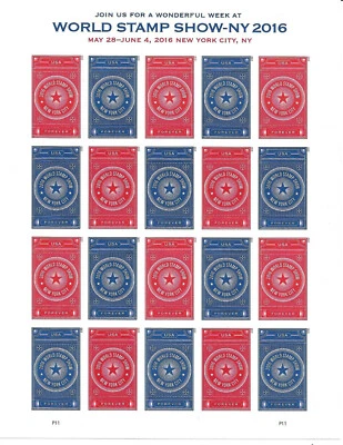 Scott 5011b, IMPERFORATE (No Die-Cut) World Show Pane of 20, MNH - Image 1 of 2