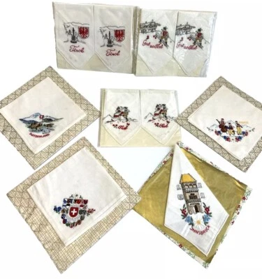 Pañuelo Suiza De Colección Dirndl Tirol Tirol Alpes Davos Jnnsbauck Lote Suizo Foto 1 de 4