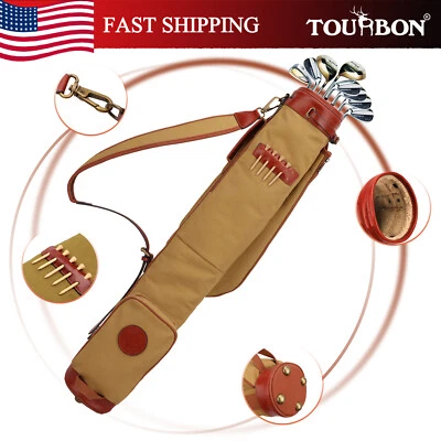 Bolsa de transporte portátil de almacenamiento TOURBON vintage de lona para palos de golf de viaje de domingo Foto 1 de 4