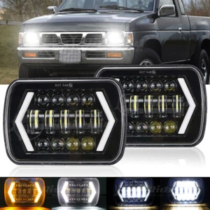 Par de faros LED 5x7 7x6 pulgadas haz alto/bajo halo DRL para camioneta Nissan carrocería rígida - Imagen 1 de 12