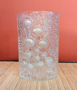 Vintage IITTALA OIVA TOIKKA Textured glass vase MCM brutalist mushroom jellyfish - Picture 1 of 6