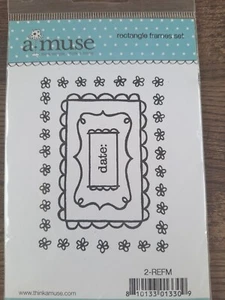 Neu kleiner A Muse Studio Stempel "RECHTECK RAHMEN SET" #2-REFM Blumenrahmen - Bild 1 von 3