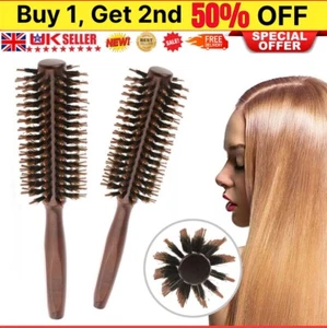 Round Hair Brush For Blow Dry Boar Bristle Thermal Hair Dryer Styling Curling - Picture 1 of 15