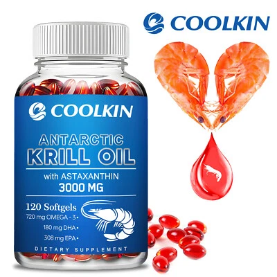 Antarctic Krill Oil 3000mg - Omega-3 EPA,DHA,Astaxanthin-Heart and Brain Health - Image 1 of 4