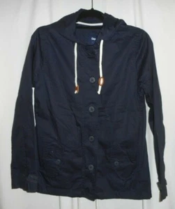 THE GAP DARK INDIGO NAVY BLUE NAUTICAL HOODED gapJACKET COAT WOMEN'S SIZE MEDIUM - Picture 1 of 3