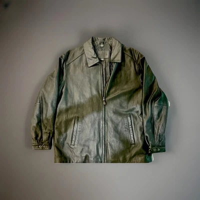 St. John’s Bay Men’s Black Leather Jacket Quilt Lined full Zip  size XL - Image 1 of 4