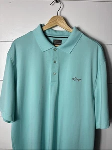 Polo Greg Norman uomo grande gioco secco verde acqua casual golf manica corta squalo - Foto 1 di 7