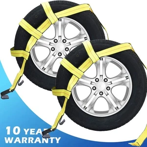 Correas de carretilla de remolque correas de coche ganchos de remolque neumático de rueda con ganchos planos resistente 2 piezas - Imagen 1 de 10