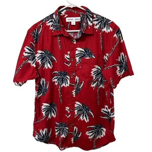 Old Navy Button Up Men’s Christmas Tropical Shirt Sz Large Slim Stretch Soft - Picture 1 of 4