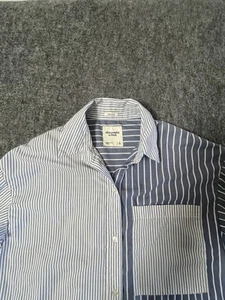 Abercrombie & Fitch Men's Shirt Size S Linen Blend Blue Striped Long Sleeve - Picture 1 of 7