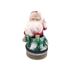Vintage Rubber Face Santa Rotating Music Box Jingle Bells Red Felt Jestia Japan - Picture 1 of 8