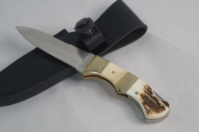 Funda de cuero cuchillo plegable Schrade LB8ST descatalogado raro NOS Foto 1 de 4