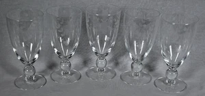 Set of (5) Vintage Floral Etched Wine Water Iced Tea Goblets Ball Stem Glasses - Picture 1 of 5