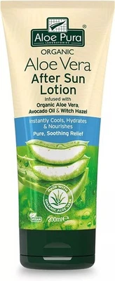 Aloe Pura organic Aloe Vera After Sun Lotion 200ml. BBE 11/2026 TWO TUBES - Image 1 of 2